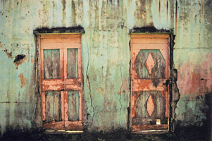 Dominican Double Door, ed. 1/6, 1999 / 
c-print on plexiglass with UV laminant / 
36 5/8 x 48 in (93 x 121.9 cm) / 
37 5/8 x 49 1/8 in (95.6 x 124.8 cm) (framed) / 
Private collection
