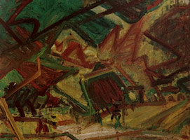 Frank Auerbach / Primrose Hill, 1978 / oil on board / 46 x 60 in (116.8 x 152.4 cm)