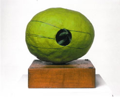 Ken Price / 
L Green, 1961 / 
Paintined stoneware and wood base with screws / 
5 1/2 x 6 3/4 x 6 in (14 x 17 x 15.2 cm) / 
Collection of the Museum of Contemporary Art, Los Angeles