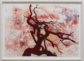 Tony Bevan / 
Tree, 2012 / 
pigment and acrylic on paper / 
33 1/2 x 47 3/4 in. (85.1 x 121.3 cm)          