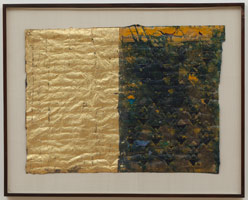Tom Wudl / Untitled, 1971 / acrylic and gold leaf on paper punch / Paper: 21 x 28 in. (53.3 x 71.1 cm) / Framed: 28 1/8 x 35 1/8 in. (71.4 x 89.2 cm)