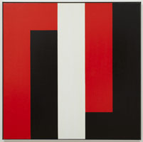 Frederick Hammersley / 
Betwain, #1 1973 / 
oil on linen / 
44 x 44 in (111.8 x 111.8 cm) / 
framed: 45 3/4 x 45 3/4 in (116.2 x 116.2 cm) / 
Private collection