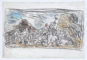Leon Kossoff / 
From Goya: Sketch for Summer or Harvesting, 1994 / 
coloured chalks on paper / 
22 x 32 in. (56 x 81.2 cm) unframed