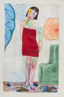 Charles Garabedian / 
Woman in Red, 2011 / 
acrylic on paper / 
47 1/2 x 30 1/4 in. (120.7 x 76.8 cm)
