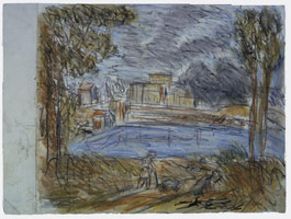 Landscape with Calm No. 1, 1999 / 
compressed charcoal & pastel on paper  / 
Cropped: 22 3/16 x 26 9/16 in (56.4 x 67.5 cm) / Paper: 22 3/16 x 30 1/16 in (56.4 x 76.4 cm)