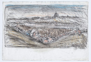 Leon Kossoff / 
From Goya: The Meadow of San Isidro, 1994 / 
coloured chalks on paper / 
22 x 32 in. (55.6 x 81.2 cm)