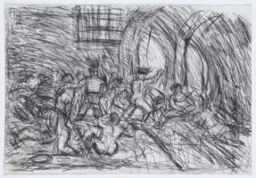 Leon Kossoff / 
From Goya: The Madhouse, 1994 / 
black chalk on paper / 
22 x 32 in. (55.7 x 81.2 cm)