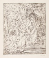 From Rembrandt: Ecce Homo / 
      drypoint & aquatint / 
26 1/2 x 22 1/2 in (67.5 x 57 cm)