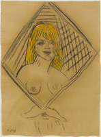 R.B. Kitaj / 
UCLA Blonde (After Van Gogh), 2001-04 / 
charcoal pencil on paper / 
30 1/2 x 22 in. (77.5 x 55.9 cm) / 
Framed: 41 x 32 3/4 in. (104.1 x 83.2 cm) / 
 / 
© estate of R.B. Kitaj, courtesy Marlborough Gallery, New York