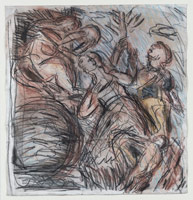 Leon Kossoff / 
From Veronese: Allegory of Love, IV (‘Happy Union’), early 1980s / 
Mixed Media on paper / 
22 1/2 x 22 in. (57.2 x 56 cm) 
