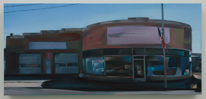Rebecca Campbell / 
Dealership, 2014 / 
oil on canvas / 
12 x 33 in. (30.5 x 83.8 cm)