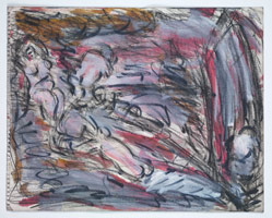 Leon Kossoff / 
From Cezanne 'Pastoral (Idyll)', 1988 /  charcoal on paper / 
16 x 20 in. (40.5 x 51 cm)