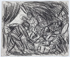 Leon Kossoff / 
From Rembrandt: The Blinding of Samson, 1998 / 
charcoal on paper / 
22 1/4 x 27 1/2 in. (56.5 x 70 cm)