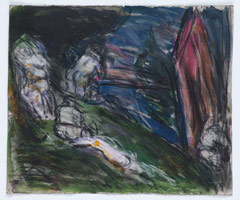 Leon Kossoff / 
From Cezanne: Pastoral or Idyll, 1988  / coloured chalks on paper / 
Framed: 22 1/4 x 30 in. (56.5 x 76 cm)