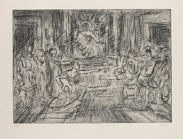 Leon Kossoff / 
From Poussin: Judgement of Solomon, 2000 / 
drypoint and etching / 
25 1/4 x 29 3/4 in. (64.1 x 75.7 cm)