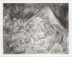 Leon Kossoff / 
From Rembrandt: The Blinding of Samson, 1990 / 
drypoint / 
16 1/2 x 21 3/8 in. (42 x 54.4 cm)