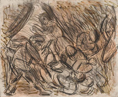 From Rembrandt: The Blinding of Samson  / 
      chalk and ink on paper  / 
      22 x 27 in (55.9 x 68.6 cm)