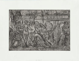 Leon Kossoff / 
From Veronese: The Family of Darius before Alexander, early 1980s / 
etching / 
23 1/4 x 30 1/4 in. (59 x 77 cm)
