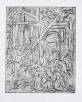 Leon Kossoff / 
From Veronese: The Adoration of the Kings, 1995 / 
drypoint / 
21 1/2 x 17 3/4 in. (54.8 x 45.3 cm)