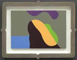 Frederick Hammersley / 
Expand upon, #11 1987 / 
oil on wood / 
6 7/8 x 10 in (17.5 x 25.4 cm) / 
framed: 10 1/2 x 13 5/8 in (26.7 x 34.6 cm)