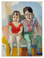 Alice Neel / 
Abe's Grandchildren, 1964 / 
oil on canvas / 
40 1/8 x 30 in (101.9 x 76.2 cm)