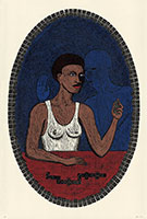 Alison Saar / 
Tips from the Boneyard, 2024 / 
linoleum cut and woodblock on Kozo mounted to Rives BFK / 
52 1/4 x 35 1/4 in. (132.7 x 89.5 cm) / 
Framed: 55 1/2 x 38 1/2 in. (141 x 97.8 cm) / 
Edition of 15