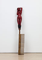 Alison Saar / 
The Big Singe, 2020 / 
wood, metal, enamel paint, spray tar / 
86 x 13 x 7 in. (218.4 x 33 x 17.8 cm)