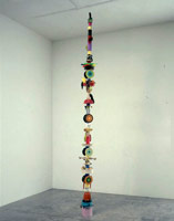 Don Suggs / 
American Feast Pole #2 (Cocky), 2002 / 
plastic objects and oil paint / 
158 x 18 x 18 in (401.3 x 45.7 x 45.7 cm)