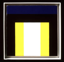 Frederick Hammersley / 
Back Up Front, 1975 - 76 / 
oil on linen / 
Linen: 12 x 12 in (30.5 x 30.5 cm) / 
Framed: 13 1/2 x 13 1/2 in (34.3 x 34.3 cm) / 
Private collection