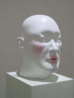 Tanya Batura / 
Dutchlavender, 2005 / 
clay and acrylic / 
12 1/2 x 10 in x 10 in. (31.75 x 25.4 x 25.4 cm) / 
pedestal: 47 1/2 x 81 1/2 x 10 in. (120.7 x 207 x 2.5 cm)
 