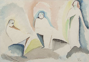 Beatrice Wood / 
Trois, 1925 / 
watercolor on paper / 
Sheet: 6 3/4 x 9 3/4 in. (17.1 x 24.8 cm) / 
Framed: 13 5/8 x 16 5/8 in. (34.6 x 42.2 cm)