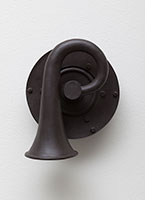 Ben Jackel / 
Emergency Horn, 2011 / 
stoneware, ebony and beeswax / 
8 x 7 1/4 x 5 3/4 in. (20.3 x 18.4 x 14.6 cm) / 
Edition of 5