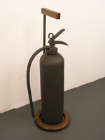 Ben Jackel / 
Fire Extinguisher 'Japanese', 2007 / 
stoneware and walnut / 
26 x 10 x 8 in (66 x 25.4 x 20.3 cm)