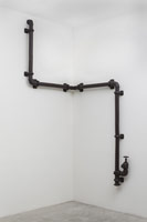 Ben Jackel / 
Wall Pipe, 2012 / 
stoneware, beeswax and hardware / 
139 x 126 x 8 1/2 in. (353.1 x 320 x 21.6 cm)