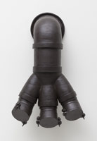 Ben Jackel / 
Triple Standpipe, 2012 / 
stoneware and beeswax / 
30 x 18 x 8 in (76.2 x 45.7 x 20.3 cm) 