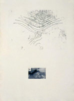 Robert Janz / Changing Lines - Parking Lot Glyph H.D.C., 1980 / etching & photograph on paper / 29 3/4 x 22 in (75.6 x 57.15 cm)