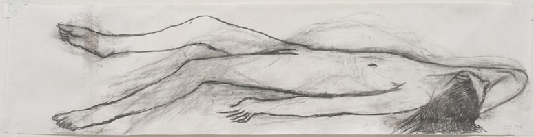 Charles Garabedian / 
Reclining Figure, 2009 / 
      charcoal on paper / 
      14 1/2 x 57 3/4 in. (36.8 x 146.7 cm) / 
      Private collection