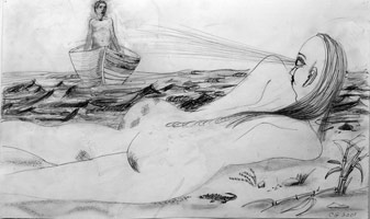 Charles Garabedian /     
Dido and Aeneas, 2001 /    
graphite on paper  /    
18 x 30 in. (45.7 x 76.2 cm.)