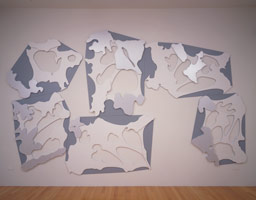 Chris Pate / 
Archipelago 3.1, 2000 - 2001  / 
MDF, Plexiglass, velcro, paint / 
106 x 176 x 1 1/2 in. (269.2 x 447 x 3.8 cm) (as photographed)]