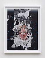 Christopher Pate / 
Crackup: Rebecca Campbell, 2021 / 
archival digital inkjet collage and acrylic on Yupo / 
30 x 22 1/2 in. (76.2 x 57.2 cm)