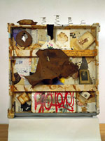 George Herms / 
Pandora's Box, 1992 / 
mixed media assemblage / 
56 x 50 x 11 in. (142.2 x 127 x 27.9 cm)
