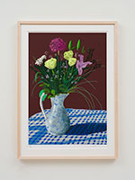 David Hockney / 
20th February 2021, Jug with Flowers, 2021 / 
iPad painting printed on paper / 
Image: 30 x 21 in. (76.2 x 53.3 cm) / 
Sheet: 35 x 25 in. (88.9 x 63.5 cm) / 
Framed: 36 3/4 x 26 3/4 in. (93.3 x 67.9 cm)
Edition 14 of 50