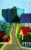 David Hockney / 
Hancock St., West Hollywood II, 1989 / 
oil on canvas / 
16 1/2 x 10 1/2 in (41.9 x 26.7 cm) / 
Private collection 