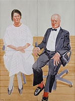 David Hockney / 
George and Mary Christie, 2002 / 
Watercolor on 4 sheets of paper / 
48 x 36 in (121.9 x 91.4 cm) / 
Collection National Portrait Gallery, London. © David Hockney / 
Photo: Prudence Cuming Associates
