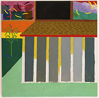 David Hockney / 
Japanese House and Tree, 1978 / 
Acrylic and oil on canvas / 
72 x 72 in (182.9 x 182.9 cm) / 
Roy B. and Edith J. Simpson Collection / 
© David Hockney
