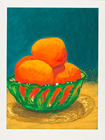 David Hockney / 
Oranges, 2011 / 
iPad drawing printed on paper / 
image: 32 x 24 in. (81.3 x 61 cm) / 
sheet: 37 x 28 in. (94 x 71.1 cm) / 
Edition of 25