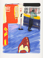 David Hockney / 
Waiting at York, 2010 / 
iPad drawing printed on paper / 
image: 32 x 24 in. (81.3 x 61 cm) / 
sheet: 37 x 28 in. (94 x 71.1 cm) / 
Edition of 25
