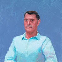 David Hockney / 
Jean-Pierre Gonçalves de Lima, 1 August, 2014 / 
Acrylic on canvas / 
24 x 24 in. (61 x 61 cm)