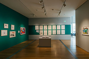 Installation view of David Hockney: Perspective Should Be Reversed, Prints from the Collections of Jordan D. Schnitzer and His Family Foundation / 
Grand Rapids Art Museum (GRAM) / 
Photo courtesy GRAM