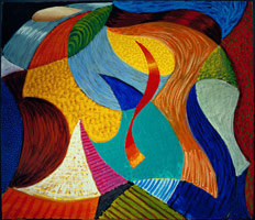 Moving Wisp, 1995 / 
oil on canvas / 
Paper: 72 x 84 in (182.9 x 213.4 cm) / 
Framed: 77 1/2 x 89 1/2 in (196.9 x 227.3 cm) / 
Private collection